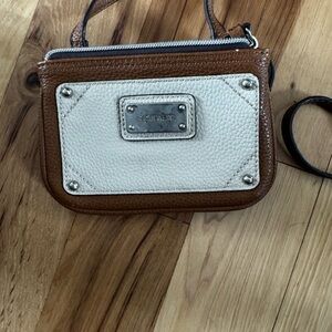 Nine West Tan and White Crossbody Bag